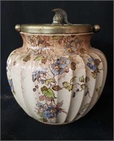 Doulton English ceramic and metal biscuit jar