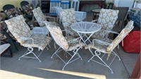 METAL PATIO TABLE W/ 6 CHAIRS & 3 SIDE TABLES