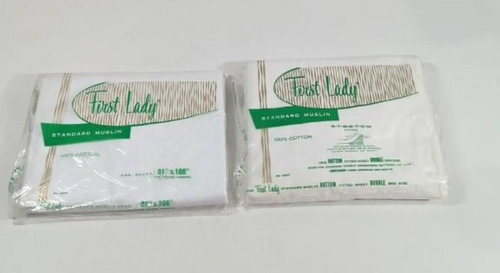 Vintage First Lady Standard Muslin One Sheet Set