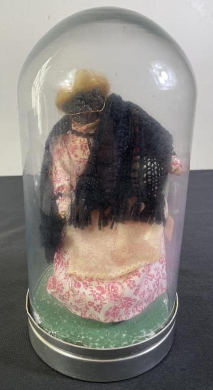 Black Americana Walnut Head Doll in Domed Glass