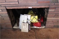 Fireplace filled with designer bags