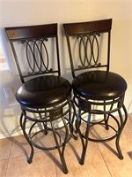 2 Metal Barstools, Faux Leather Seats