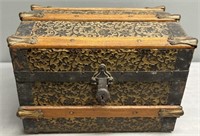 Embossed Wood & Metal Doll Steamer Trunk