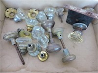 Antique Glass Door Knobs & Brass