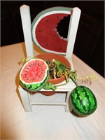 Watermelon Chair with clay pot and watermelon 13"