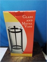 Glass and metal vase new in box