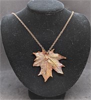 Rose Tone Sterling Silver Chain With Maple Leaf Pe