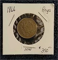 1866 shield 5 cent piece with rays