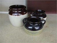 lot of 3 Monmouth crock Handled Pots