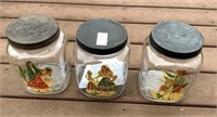 Set 3 1930s glass canister's