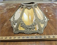 Antique Art Nouveau 6 Pane Slag Glass Lamp Shade-