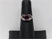 .925 Sterling Silver Purple Stone Ring