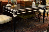 Hollywood Regency style black and silver desk