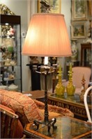 Pair of patinated bronze Empire style table lamps