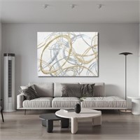 Abstract Canvas Wall Art Gray with Gold