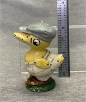 Vintage Cast Iron Golfing Duck Figurine