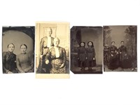 4 Photos of a Pair of Twins, Tintypes, Trimmed RPP