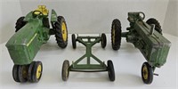 (B) Vintage Steel John Deer Tractor Toys 9" and