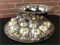 Oneda Silver Plate Punch Bowl Set