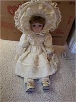 Porcelain Doll, Ruffled Beige Dress