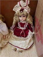 Doll W/ Burgundy Dress, Gorham, Petticoats & Lace