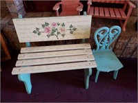 Wood Doll Bench, Single Doll Chair