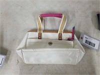 COACH PURSE - CREAM W/ PINK HANDLE ACCENTS