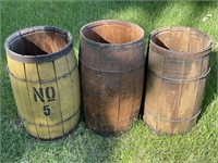 3 Wooden Nail Kegs 10” diameter, 18” tall