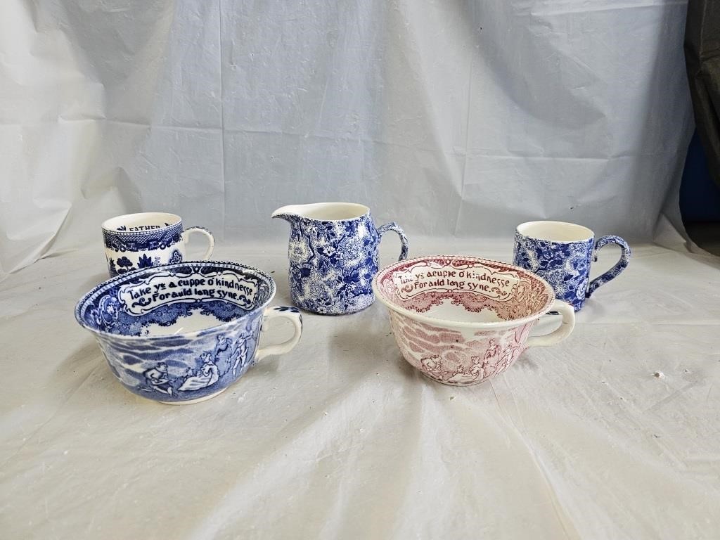 Large Vintage China Cups and Creamer