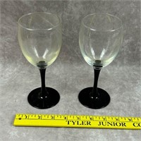 Pair of Black Stemmed Wine Glasses