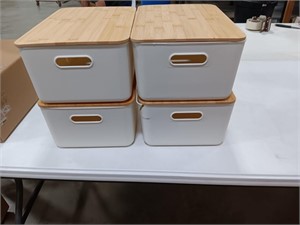 4pcs Storage Bins (plastic) with Bamboo Lids
One