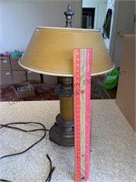 Vintage lamp with metal shade, note cord needs
