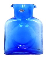 Vintage blue Blenko Glass water carafe