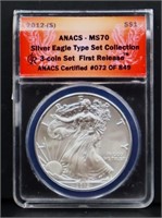 Graded 2012S First Release silver eagle coin
