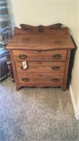 Antique 3 Drawer Oak Chest 31 1/2” W x 17” D x