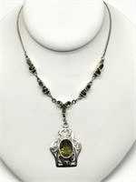 Sterling Silver Fancy Peridot Necklace