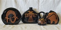 4 pcs. Vintage New Mexico Black-glaze Pottery