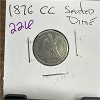 1876-CC SEATED LIBERTY SILVER DIME
