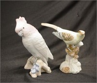 Two Royal Dux bird figures