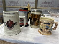 Beer steins & 1 mustache stein