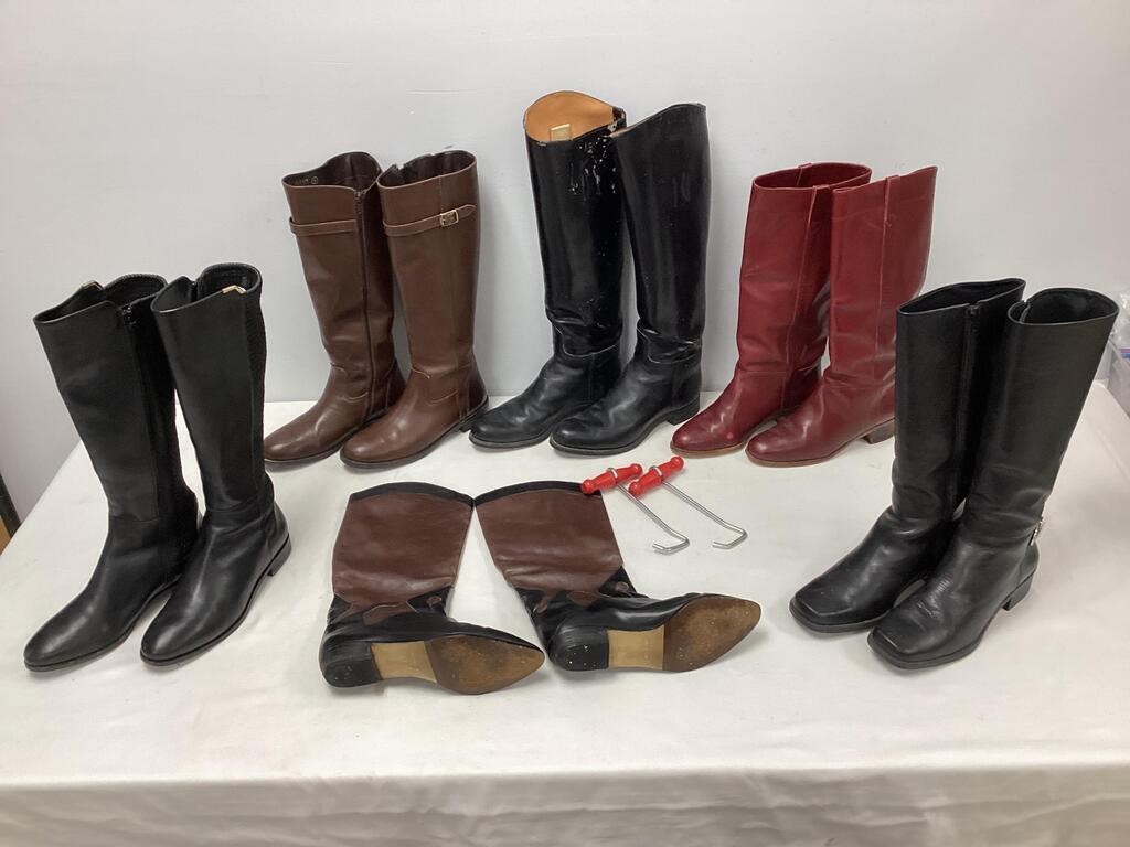 Six Pair Womans Leather Boots Used