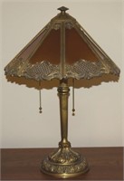 Antique Bradley & Hubbard 2 Light Amber Glass Lamp