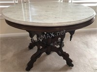 Antique Marble Top Oval End Table