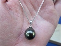 sterling tahitian pearl pendant necklace on 18in