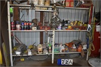Metal Shelf w/Contents; Carb & Brake Cleaner,