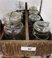PRIMITVE WOODEN CADDY AND BAIL JARS