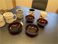 Avon Ruby Red Bowls and Cups