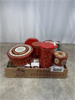 Large lot of holiday themed metal tins
