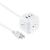 Commercial Electric 3-Outlet 3-USB Cube  White