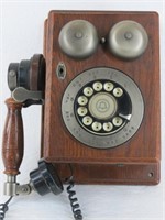 Vintage Style Rotary Wood Wall Phone